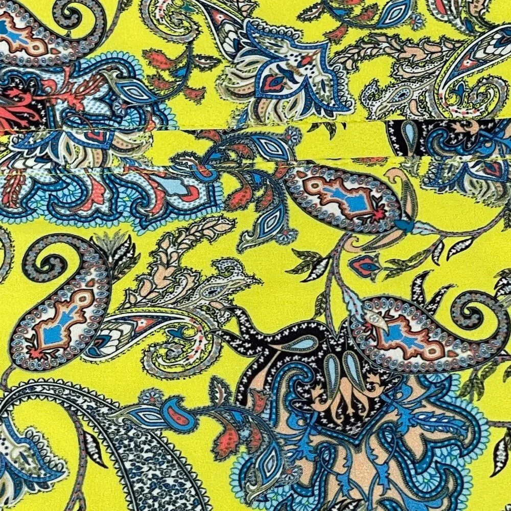 Hreski Mens Golf Shorts 40 Paisley Yellow Multi Color Loud Performance Stretch